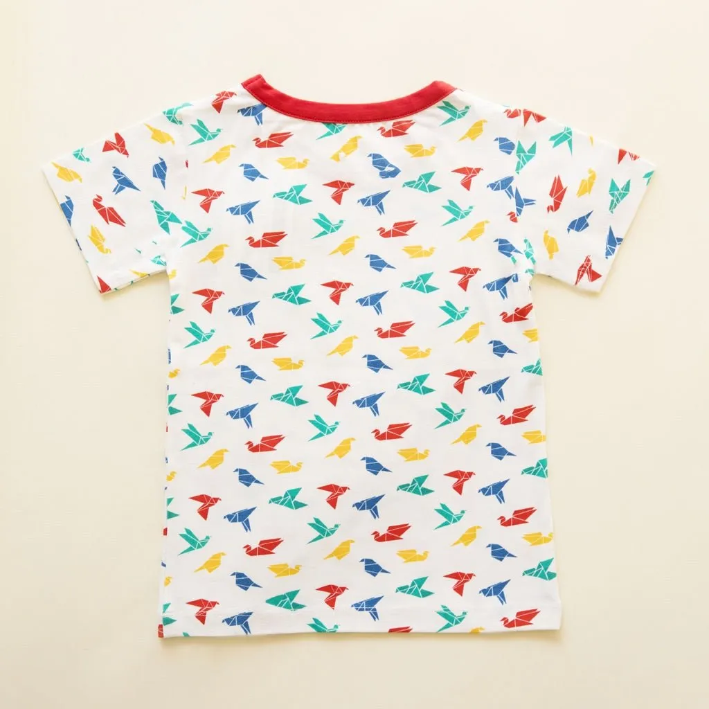 Organic Cotton Round Neck Oversize Tee- Gummy Birds