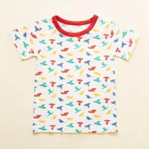 Organic Cotton Round Neck Oversize Tee- Gummy Birds