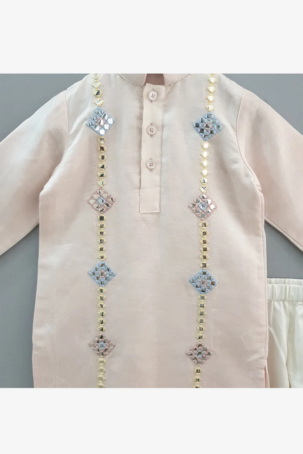 Pastel pink mirror work kurta and pyjama