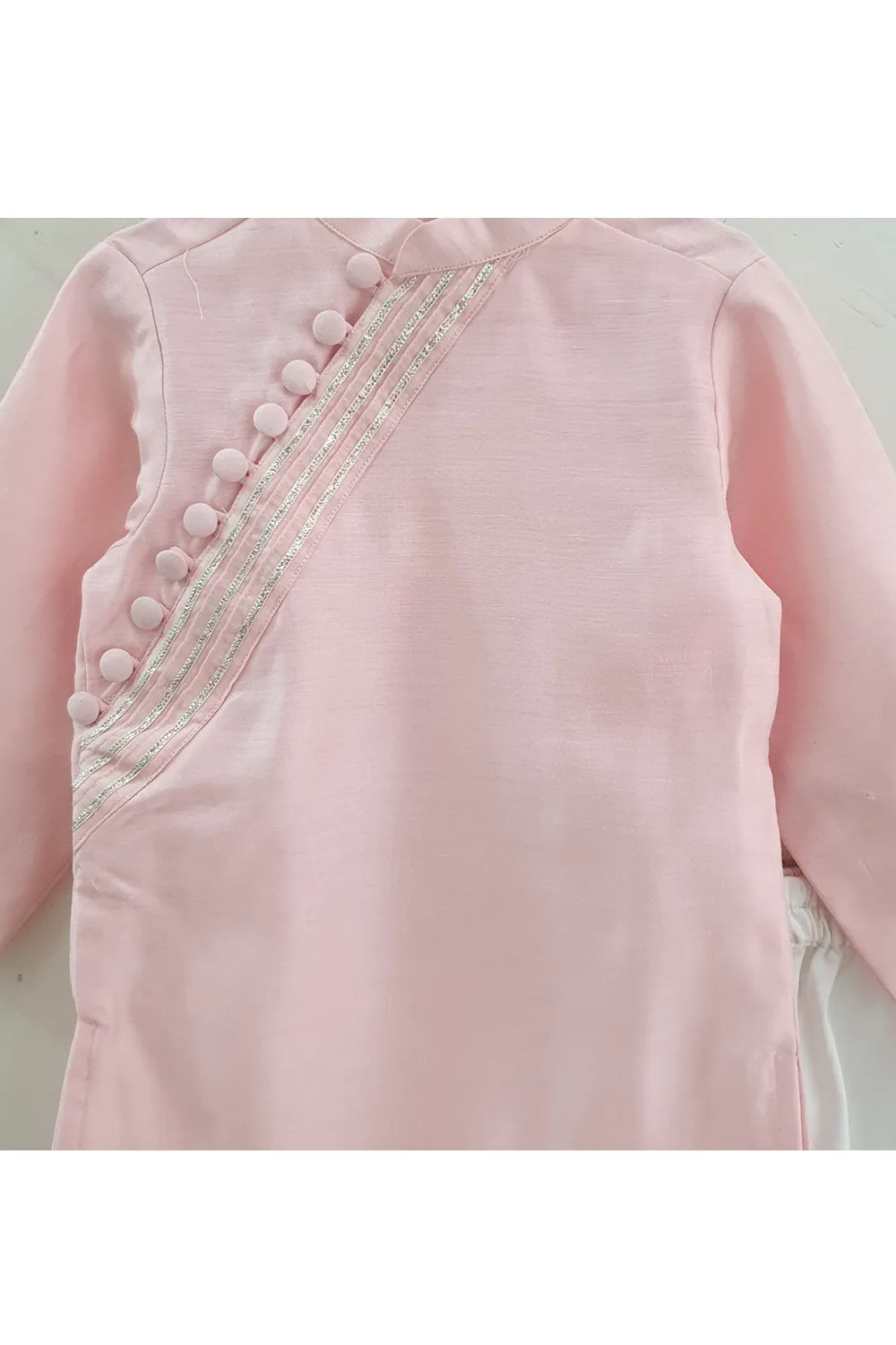 Pink chanderi kurta and pyjama set