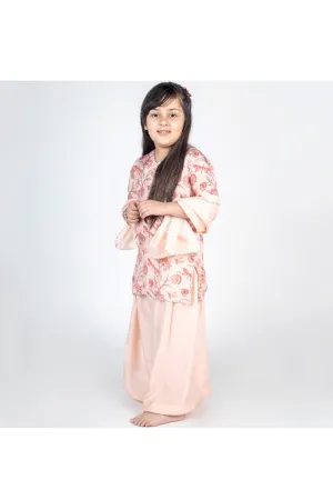 Pink Floral Printed Muslin Kurta And Sharara Set With Dupatta