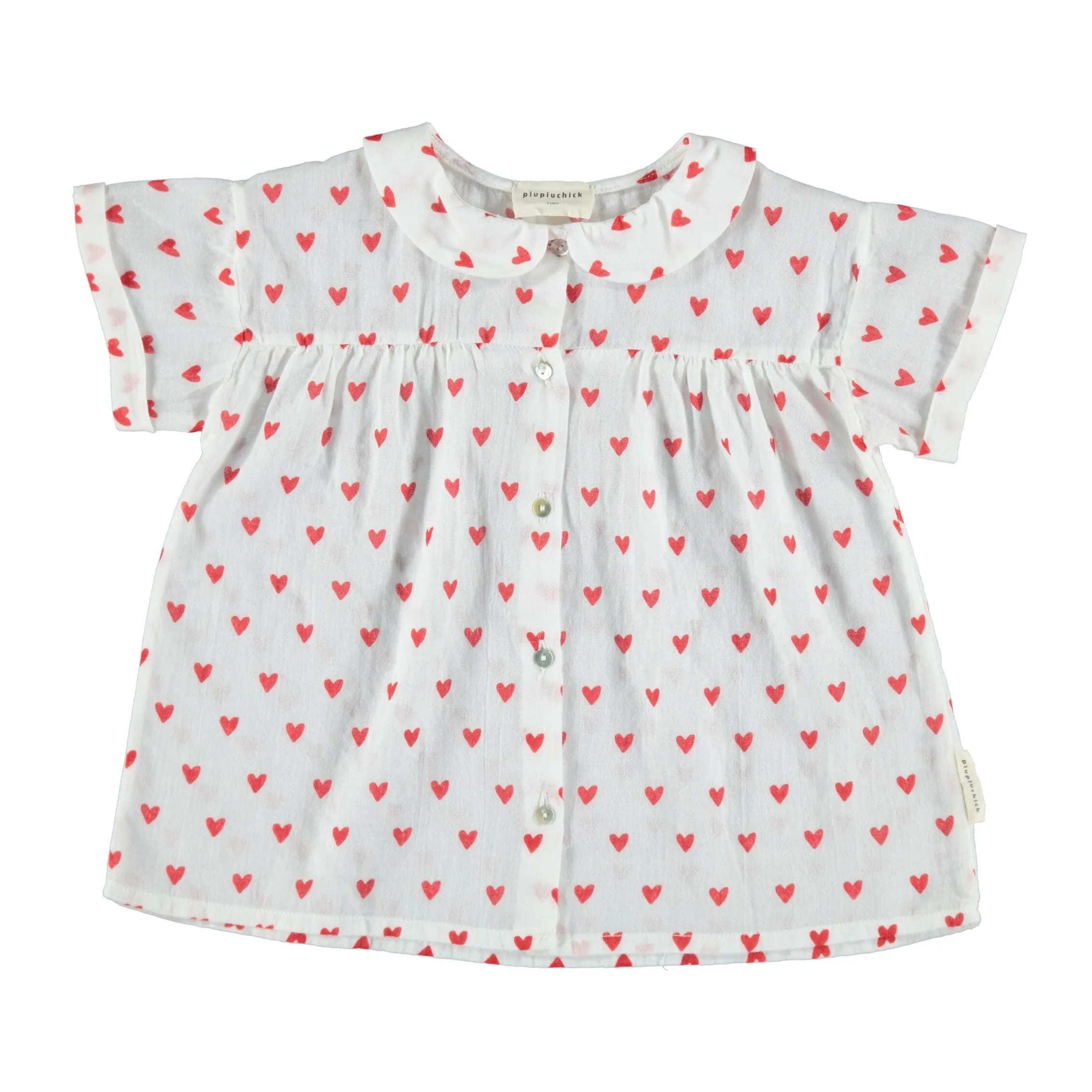 PIUPIUCHICK BLOUSE girls WHITE WITH RED HEARTS