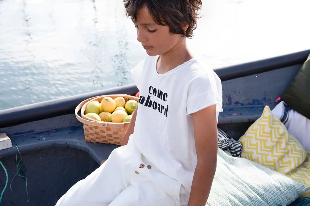 PIUPIUCHICK T-SHIRT KIDS OFF-WHITE COME ABOARD