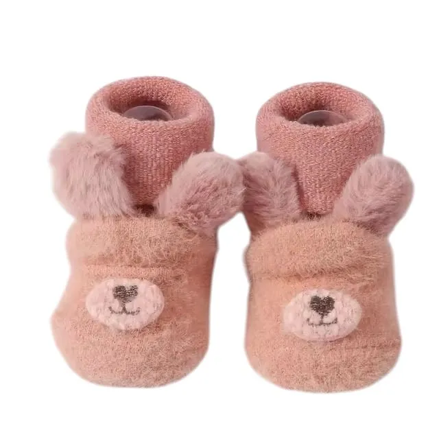 Plush Bunny Baby Anti Slip Socks Pink