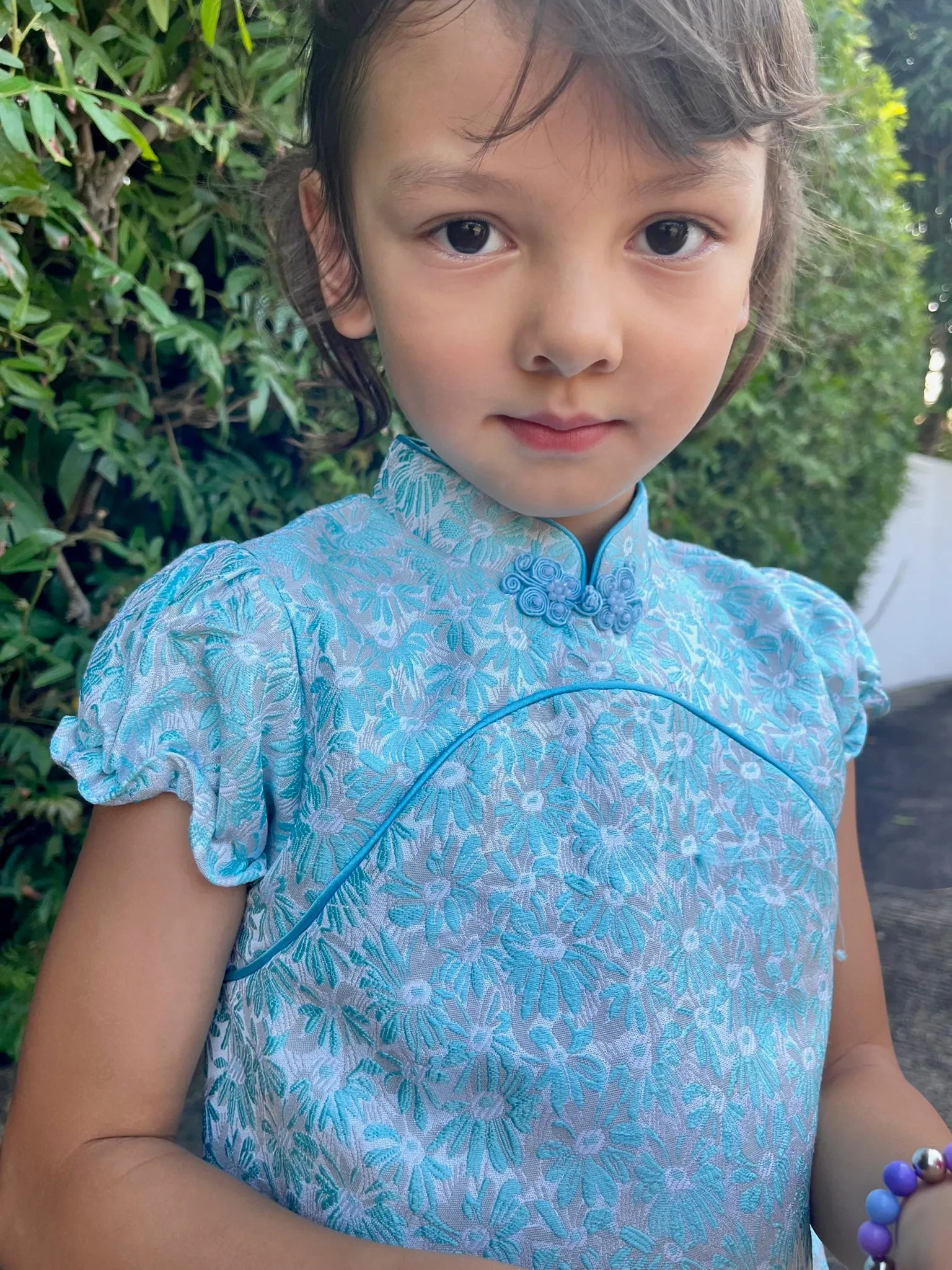 POPPY Girls' Daisy Brocade Cheongsam (Baby Blue)