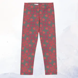 Red and Grey Valentine Hearts Kid's Leggings Fashion for School