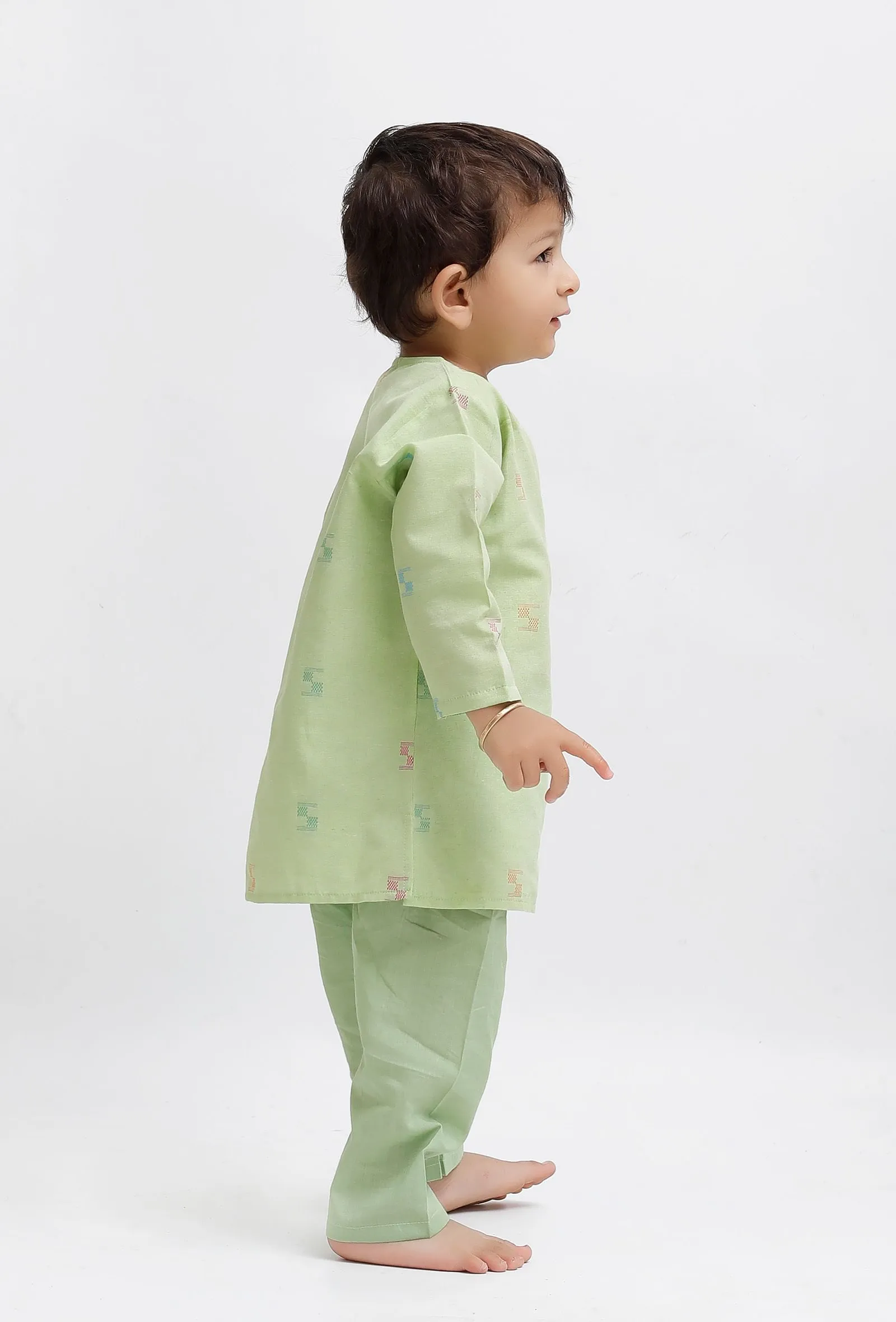 Set Of 2: Green Dobby Kurta and Green Pant