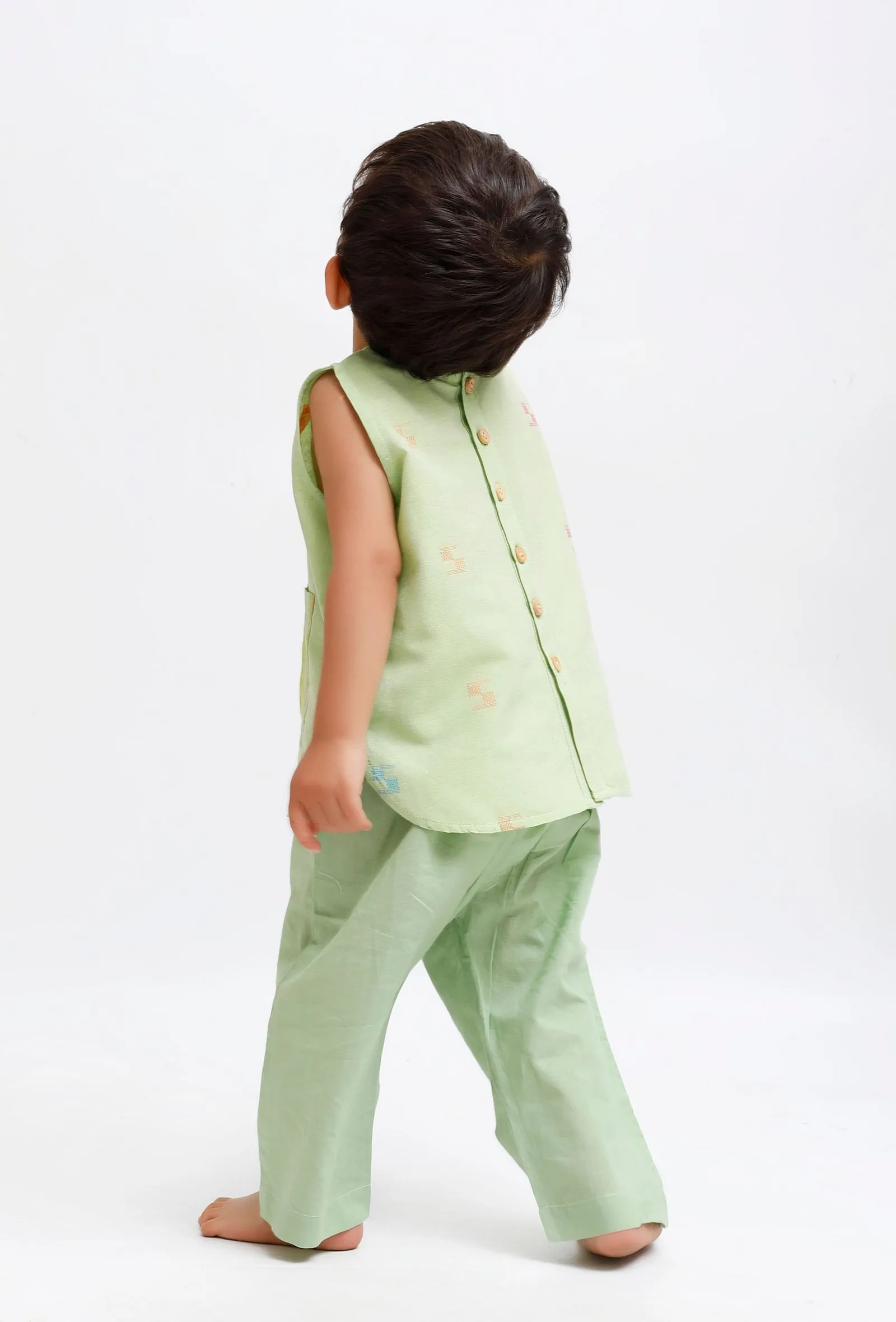 Set Of 2: Green Dobby with stripe Shirt and Green Pant