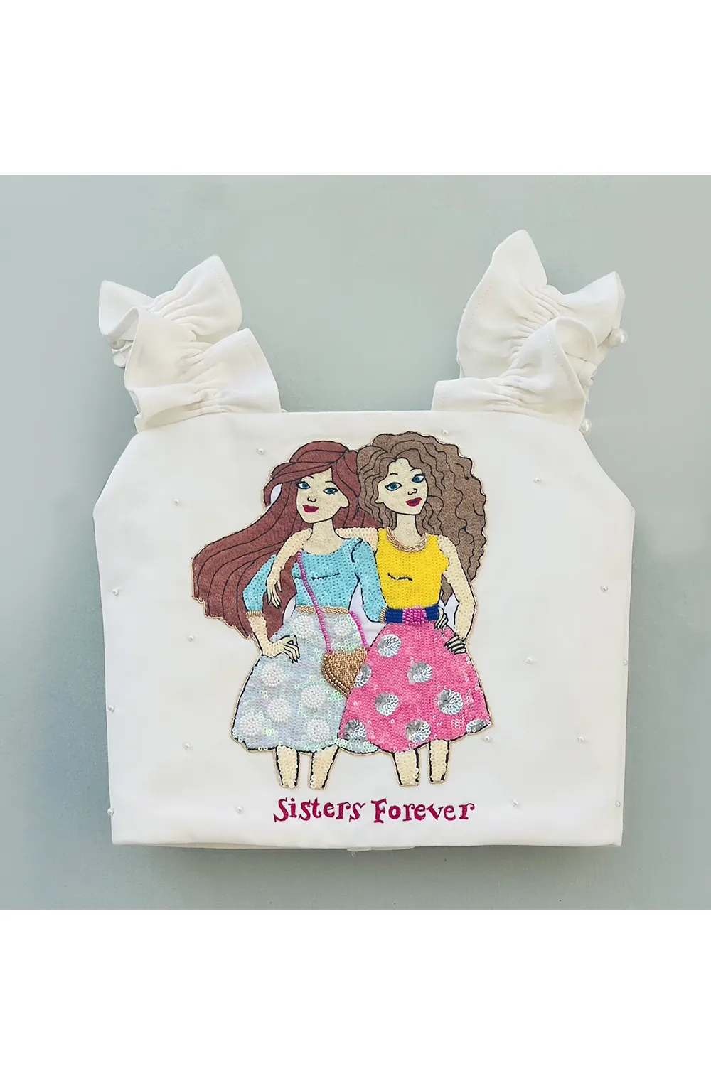 Sister forever embroidered top and high low skirt