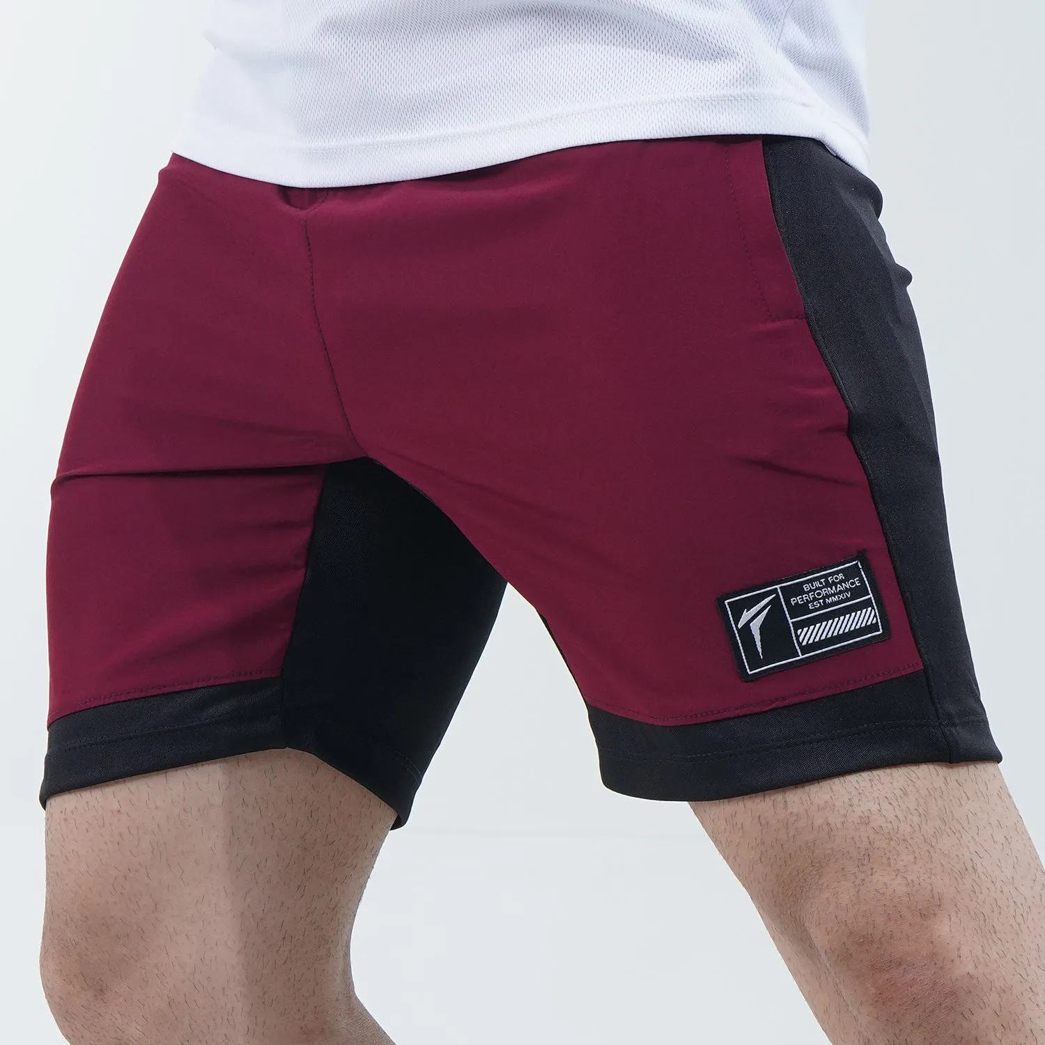 Tf-Maroon/Black Micro Interlock Training Shorts