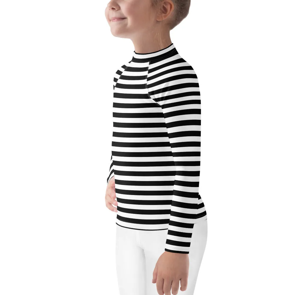 UPF 50  RASH GUARD STRIPES BLACK & WHITE