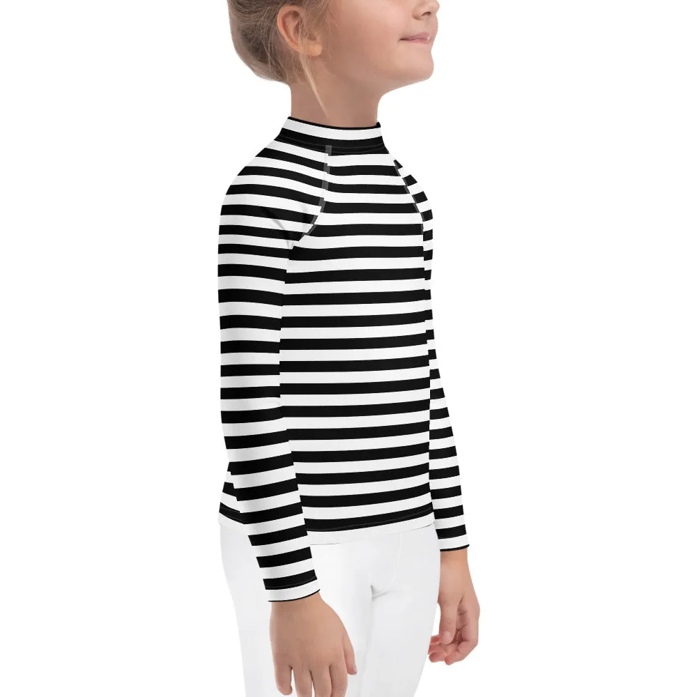 UPF 50  RASH GUARD STRIPES BLACK & WHITE