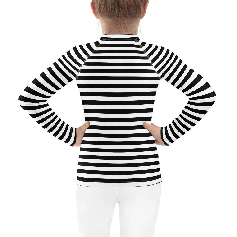 UPF 50  RASH GUARD STRIPES BLACK & WHITE