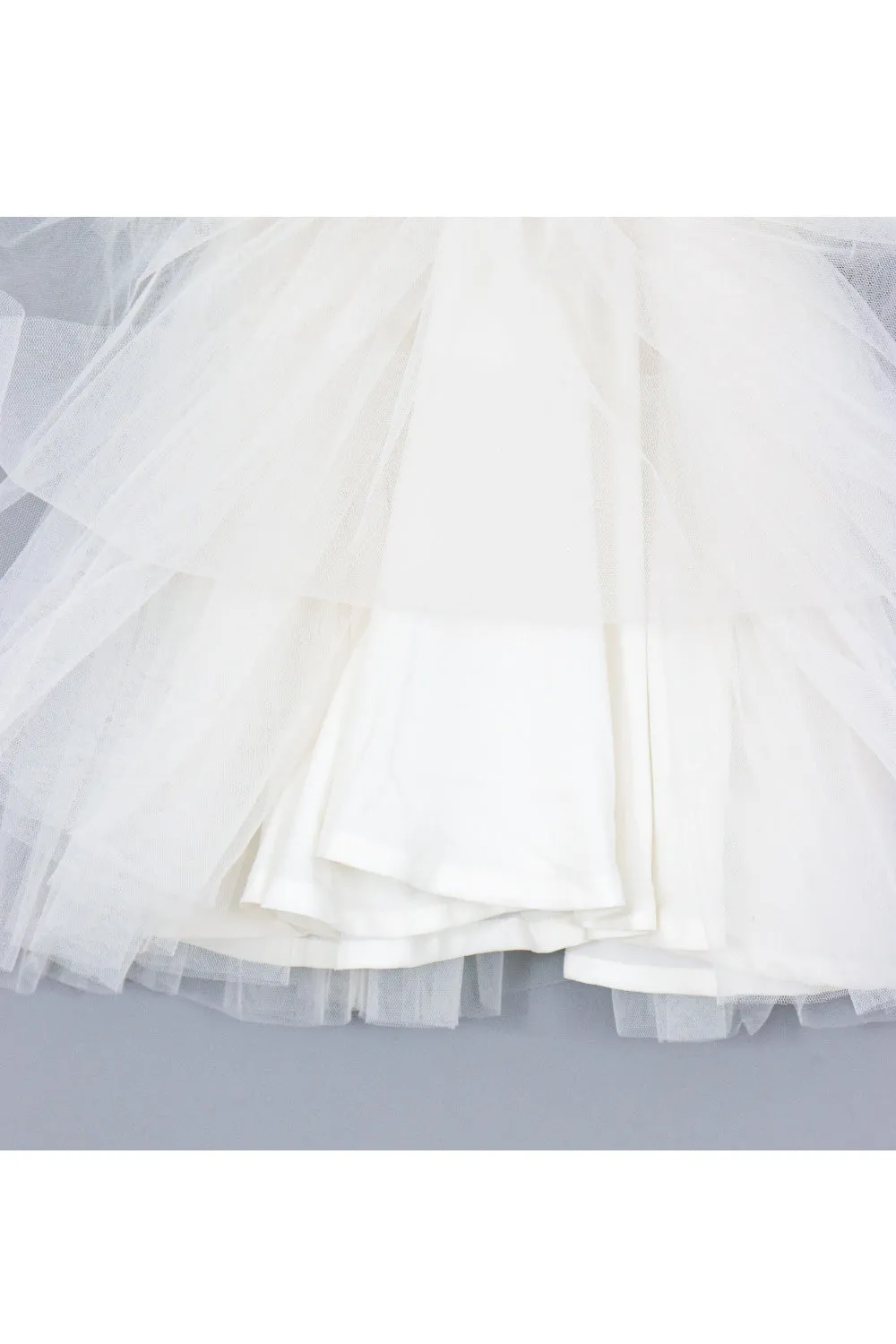 White Feather Detailing Ruffle Net Dress