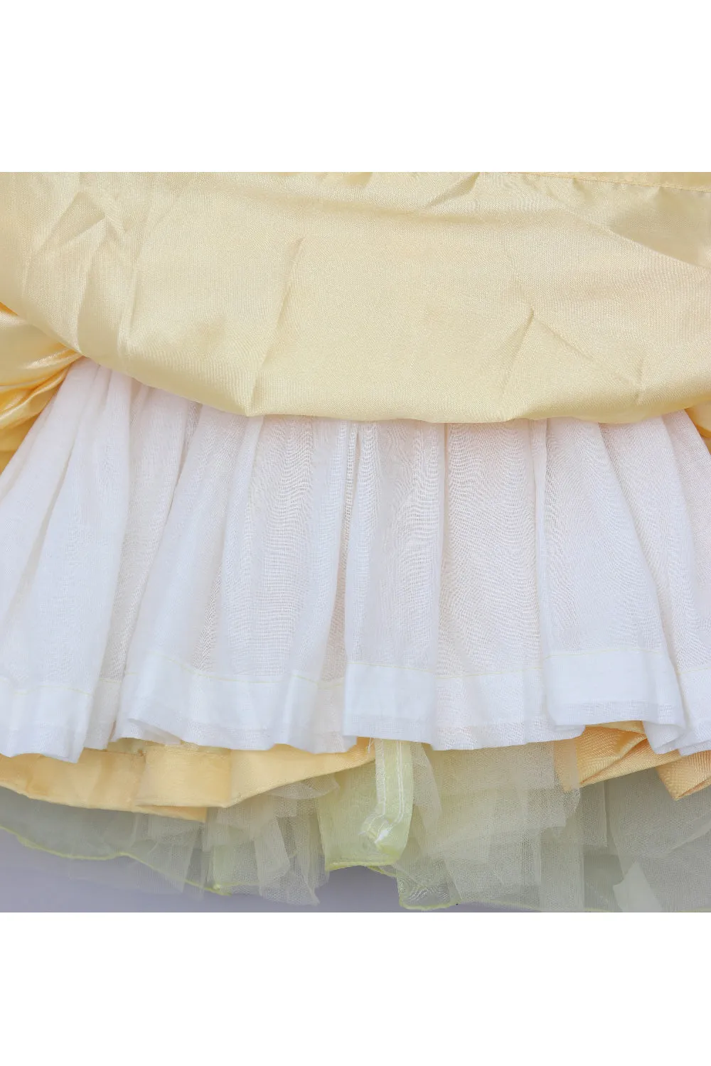 Yellow Floral And Pearl Detailing Organza Dress